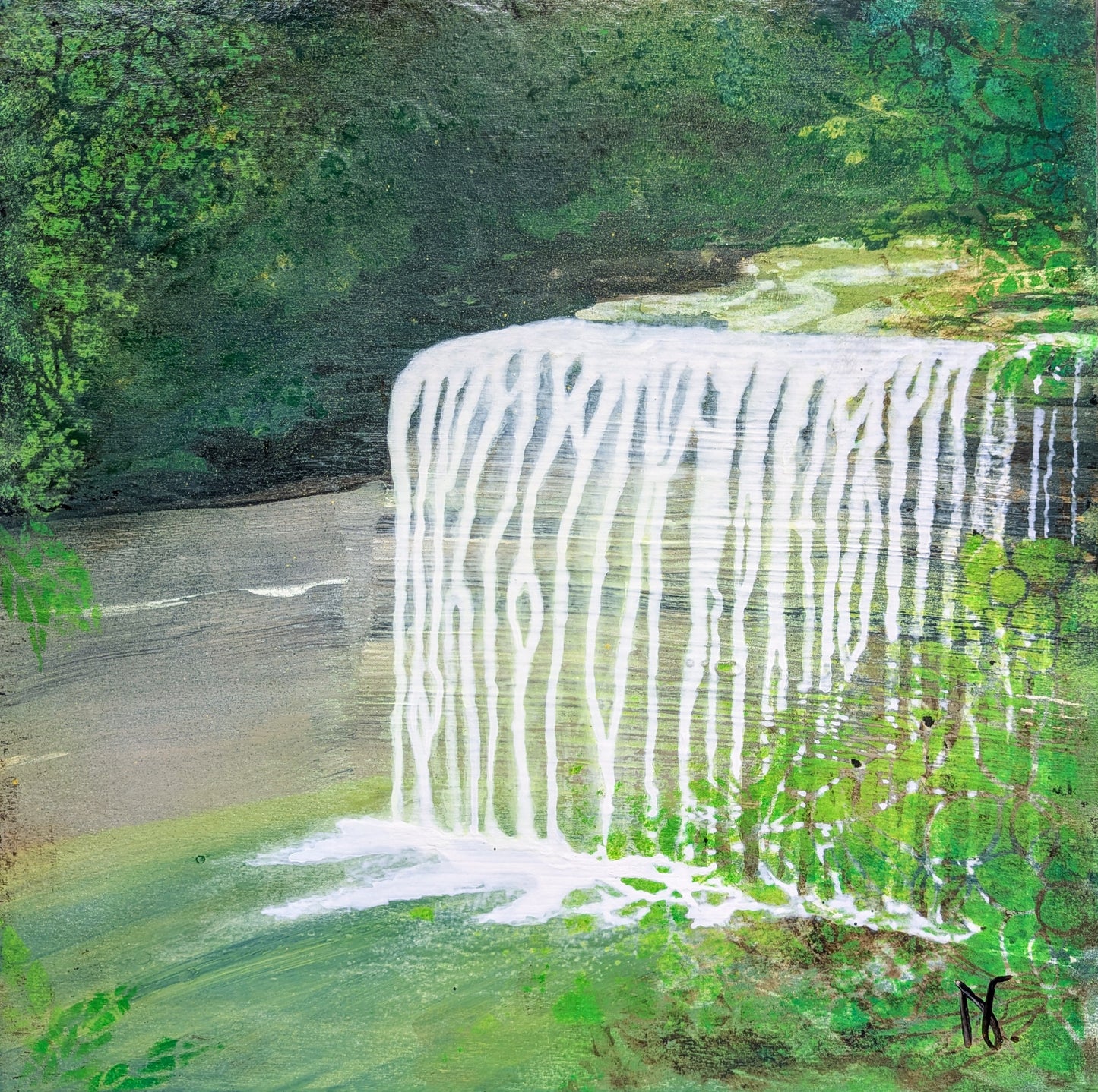 SOLD - Cross Canada Series - Ontario - Secret Garden 12x12" (Bridal Veil Falls, Manitoulin Island)
