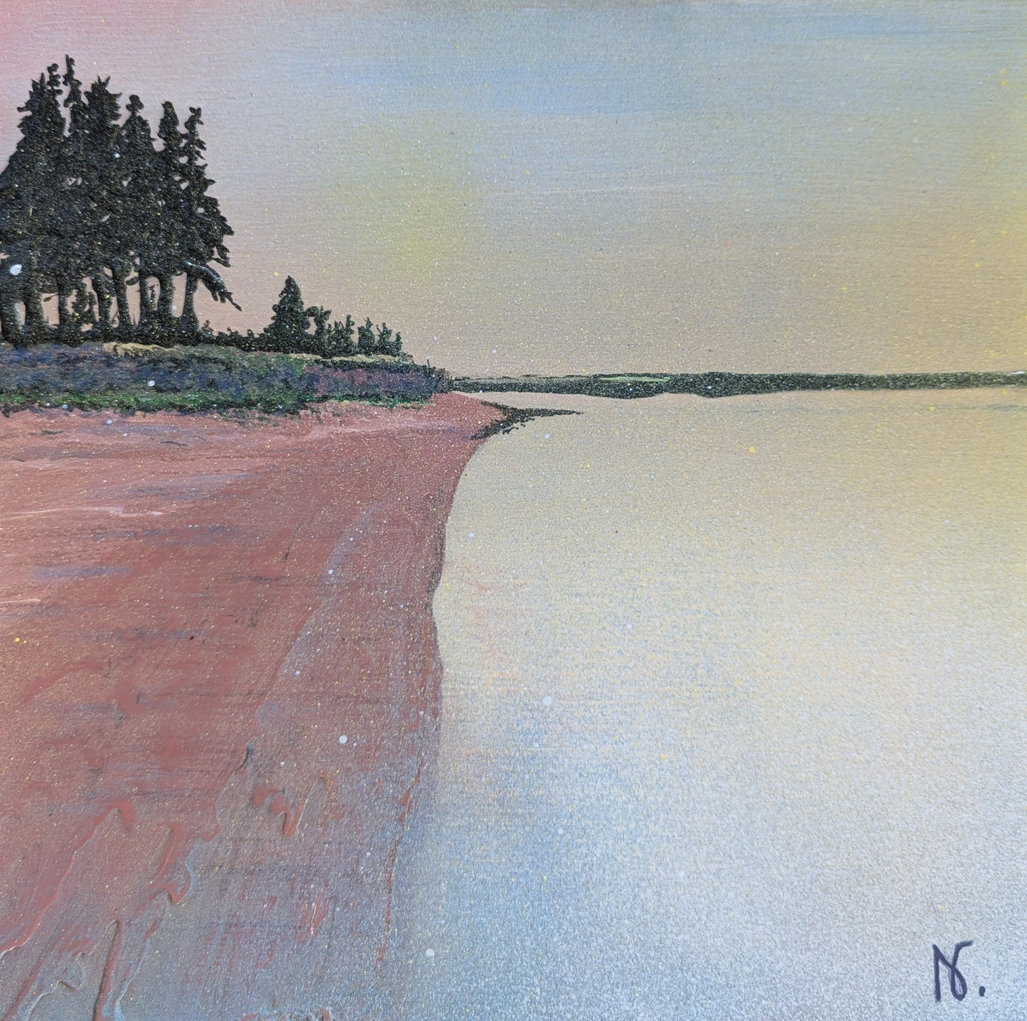 SOLD - Cross Canada Series - PEI, Red Sands at Sunset, 2024 (12x12")