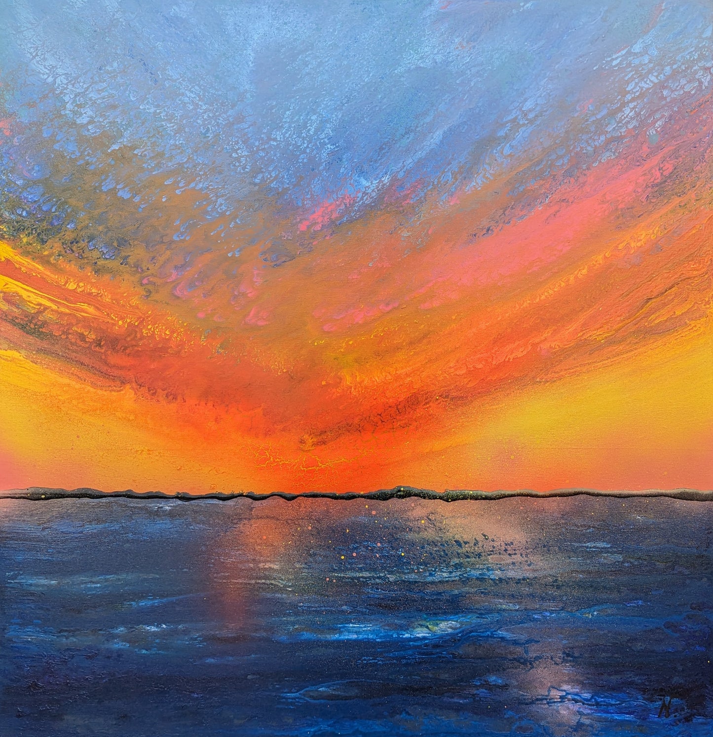 Fire in the Sky, 24x24" (2023)
