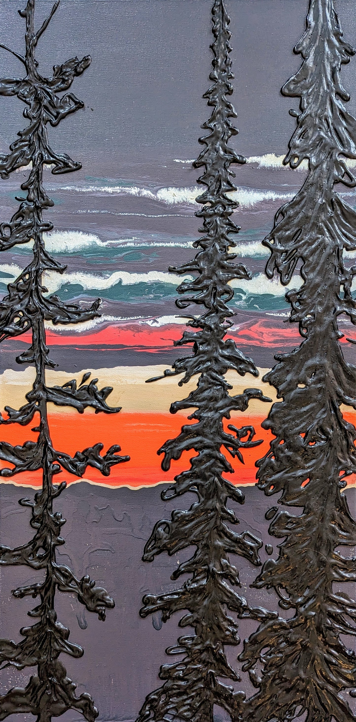 COMMISSION - Big White Sunset Glow, 2022 (30x15")