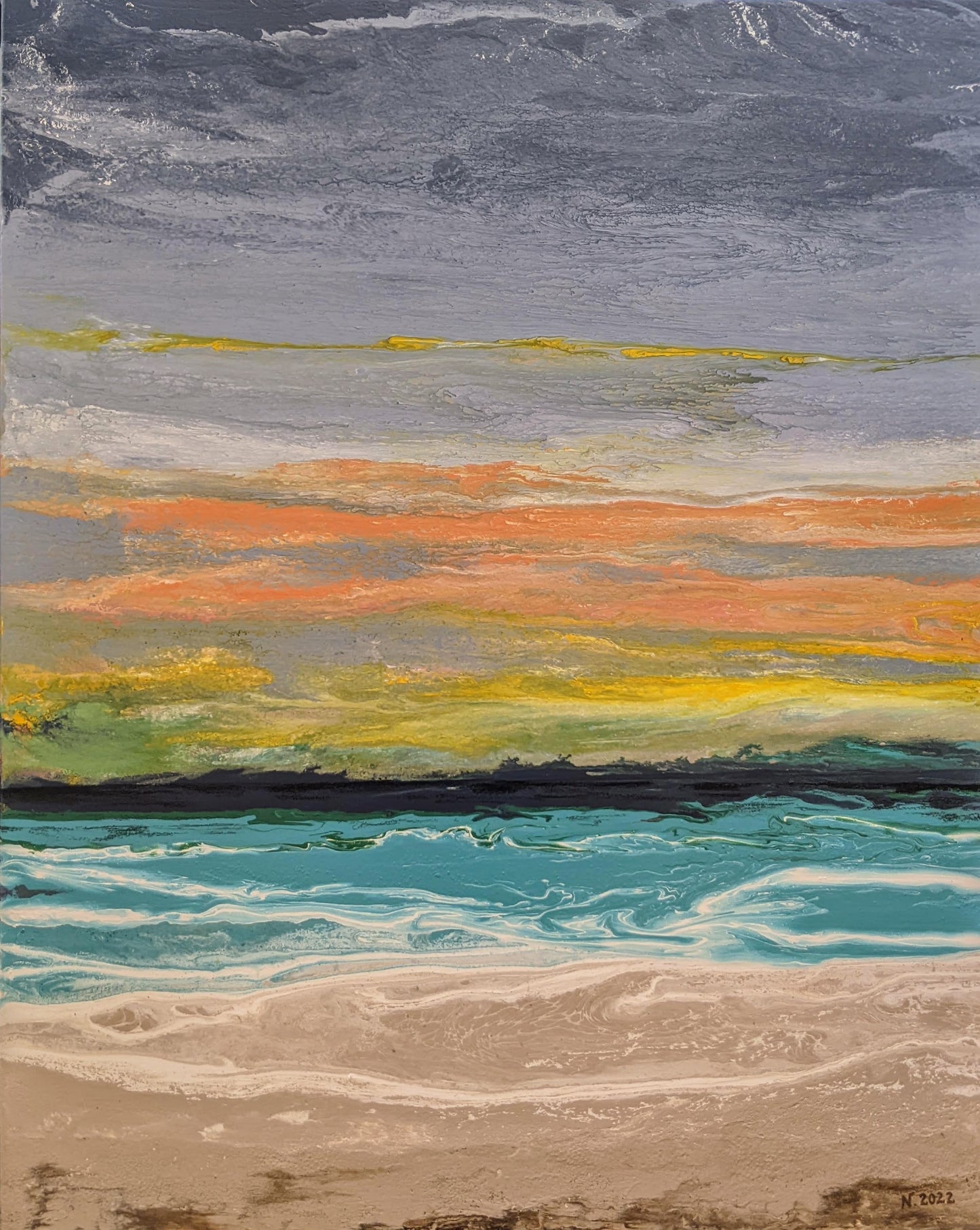 Beach Walk After Sunset, 30x24" (2022)