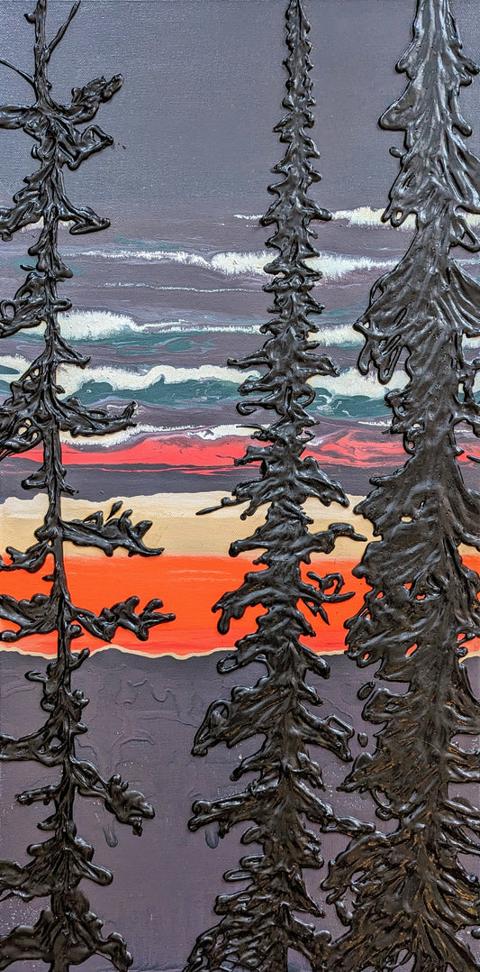 COMMISSION - Big White Sunset Glow, 2022 (30x15")