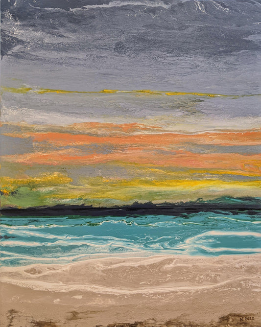 Beach Walk After Sunset, 30x24" (2022)