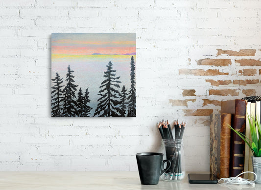 SOLD - Neon Horizon, 12x12"